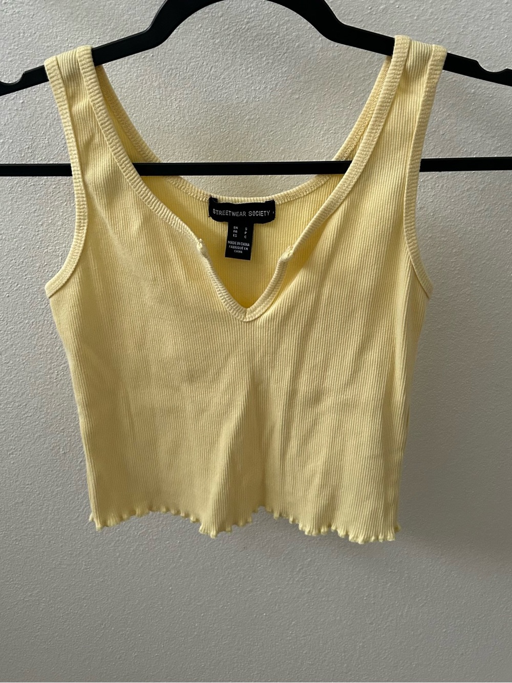 Streetwear Society Pale Yellow Ribbed V-Notch Tank